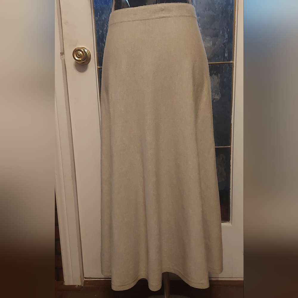 Milano Heather Beige Knit Midi Skirt - Soft Rayon Blend - Size Large​